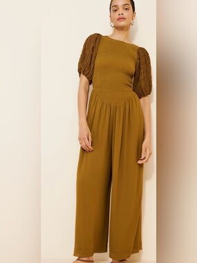 Free people Temperley Puff Sleeve Jumpsuit in Greyed Olive